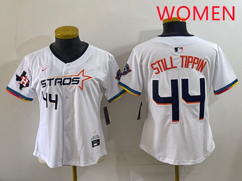 Women Houston Astros 44 Still Tippin White Four generations Joint Name 2025 Nike MLB Jersey style 8